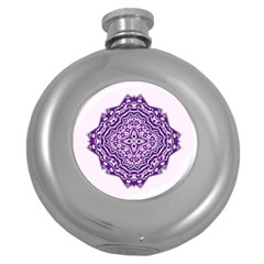 Mandala Purple Mandalas Balance Round Hip Flask (5 Oz) by Simbadda