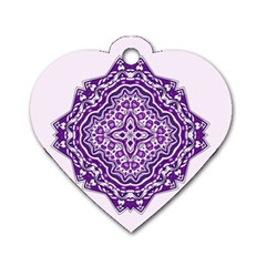 Mandala Purple Mandalas Balance Dog Tag Heart (two Sides) by Simbadda