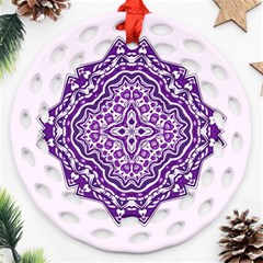 Mandala Purple Mandalas Balance Round Filigree Ornament (two Sides) by Simbadda