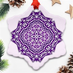 Mandala Purple Mandalas Balance Snowflake Ornament (two Sides) by Simbadda