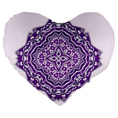 Mandala Purple Mandalas Balance Large 19  Premium Heart Shape Cushions by Simbadda