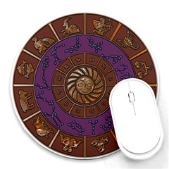 Zodiak Zodiac Sign Metallizer Art Round Mousepads by Simbadda