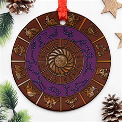 Zodiak Zodiac Sign Metallizer Art Ornament (round) by Simbadda