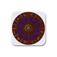 Zodiak Zodiac Sign Metallizer Art Rubber Square Coaster (4 Pack)  by Simbadda