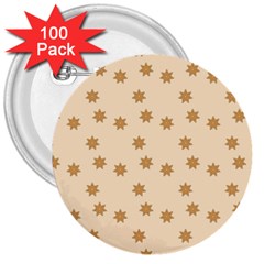 Pattern Gingerbread Star 3  Buttons (100 Pack)  by Simbadda