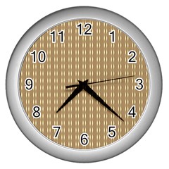 Pattern Background Brown Lines Wall Clocks (silver)  by Simbadda