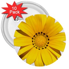 Transparent Flower Summer Yellow 3  Buttons (10 Pack)  by Simbadda