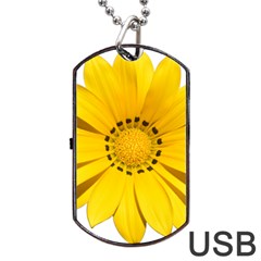 Transparent Flower Summer Yellow Dog Tag Usb Flash (one Side) by Simbadda