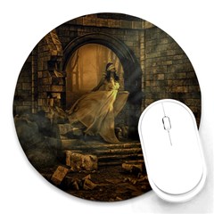 Woman Lost Model Alone Round Mousepads by Simbadda