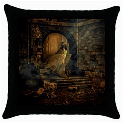 Woman Lost Model Alone Throw Pillow Case (black) by Simbadda