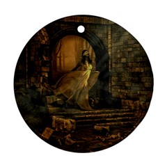 Woman Lost Model Alone Round Ornament (two Sides) by Simbadda