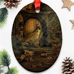 Woman Lost Model Alone Oval Ornament (two Sides) by Simbadda