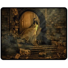 Woman Lost Model Alone Double Sided Fleece Blanket (medium)  by Simbadda