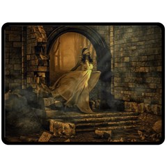 Woman Lost Model Alone Double Sided Fleece Blanket (large)  by Simbadda