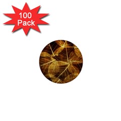 Leaves Autumn Texture Brown 1  Mini Buttons (100 Pack)  by Simbadda