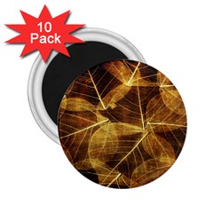 Leaves Autumn Texture Brown 2 25  Magnets (10 Pack)  by Simbadda