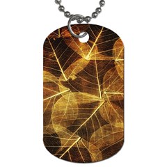 Leaves Autumn Texture Brown Dog Tag (two Sides) by Simbadda