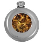 Leaves Autumn Texture Brown Round Hip Flask (5 oz) Front