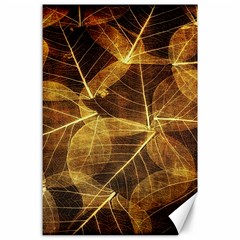 Leaves Autumn Texture Brown Canvas 24  X 36  by Simbadda