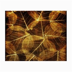 Leaves Autumn Texture Brown Small Glasses Cloth (2-side) by Simbadda