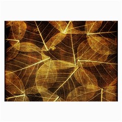 Leaves Autumn Texture Brown Large Glasses Cloth (2-side) by Simbadda