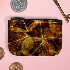 Leaves Autumn Texture Brown Mini Coin Purses by Simbadda