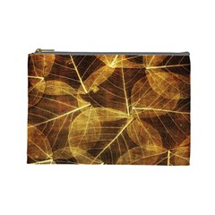 Leaves Autumn Texture Brown Cosmetic Bag (large)  by Simbadda