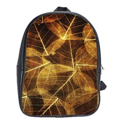 Leaves Autumn Texture Brown School Bags(large)  by Simbadda