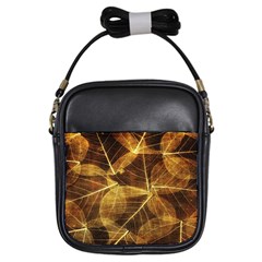 Leaves Autumn Texture Brown Girls Sling Bags by Simbadda