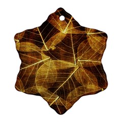 Leaves Autumn Texture Brown Snowflake Ornament (two Sides) by Simbadda