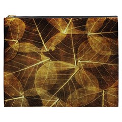 Leaves Autumn Texture Brown Cosmetic Bag (xxxl)  by Simbadda