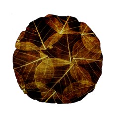 Leaves Autumn Texture Brown Standard 15  Premium Round Cushions by Simbadda