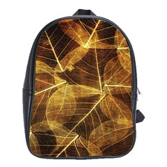 Leaves Autumn Texture Brown School Bags (xl)  by Simbadda