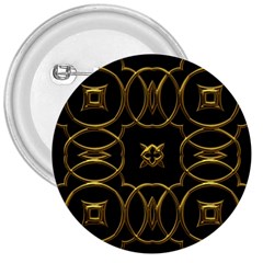 Black And Gold Pattern Elegant Geometric Design 3  Buttons by yoursparklingshop