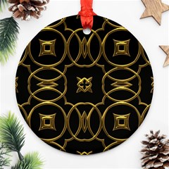 Black And Gold Pattern Elegant Geometric Design Ornament (round) by yoursparklingshop