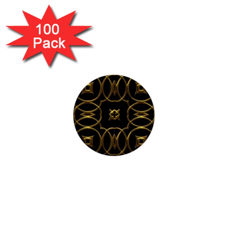 Black And Gold Pattern Elegant Geometric Design 1  Mini Buttons (100 pack) 