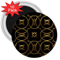 Black And Gold Pattern Elegant Geometric Design 3  Magnets (10 Pack)  by yoursparklingshop