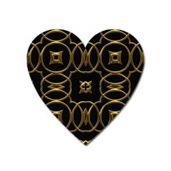 Black And Gold Pattern Elegant Geometric Design Heart Magnet by yoursparklingshop