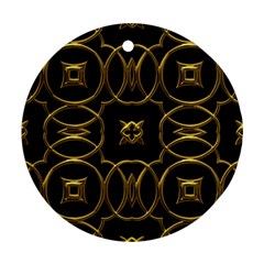 Black And Gold Pattern Elegant Geometric Design Round Ornament (two Sides)