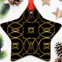 Black And Gold Pattern Elegant Geometric Design Star Ornament (two Sides) by yoursparklingshop