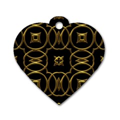 Black And Gold Pattern Elegant Geometric Design Dog Tag Heart (one Side) by yoursparklingshop