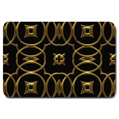 Black And Gold Pattern Elegant Geometric Design Large Doormat  by yoursparklingshop