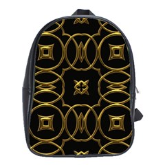 Black And Gold Pattern Elegant Geometric Design School Bags(large)  by yoursparklingshop