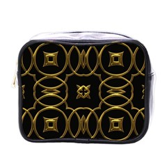 Black And Gold Pattern Elegant Geometric Design Mini Toiletries Bags by yoursparklingshop