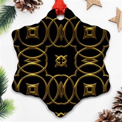 Black And Gold Pattern Elegant Geometric Design Snowflake Ornament (two Sides)