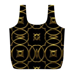 Black And Gold Pattern Elegant Geometric Design Full Print Recycle Bags (l) 