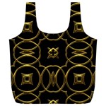 Black And Gold Pattern Elegant Geometric Design Full Print Recycle Bags (L)  Front