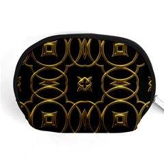 Black And Gold Pattern Elegant Geometric Design Accessory Pouches (medium)  by yoursparklingshop