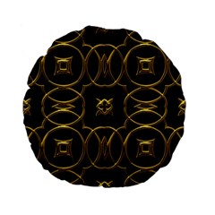 Black And Gold Pattern Elegant Geometric Design Standard 15  Premium Flano Round Cushions by yoursparklingshop