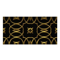 Black And Gold Pattern Elegant Geometric Design Satin Shawl